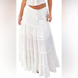 Boho White Tiered Skirt